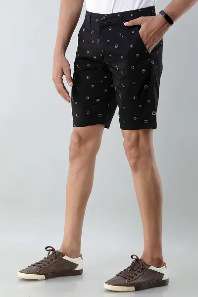 STYLE ACCORD Men Printed Chino Shorts (34, Black)