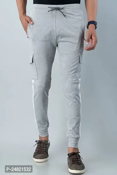STYLE ACCORD Men 4 Pocket Lycra TRAK Pants Jogger (36, Light Grey)-thumb2