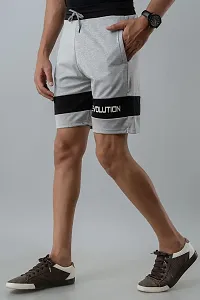 Men's Lycra Colour Block Regular Shorts (L, Light Grey)-thumb1
