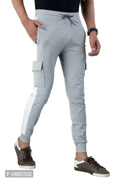 STYLE ACCORD Men 4 Pocket Lycra TRAK Pants Jogger (36, Light Grey)-thumb0