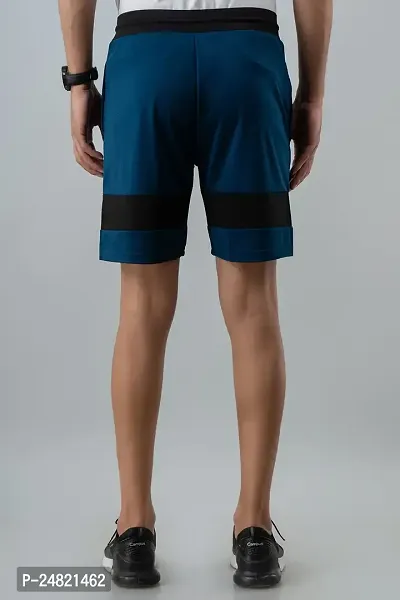 Men's Lycra Colour Block Regular Shorts (L, Airforce Blue)-thumb4