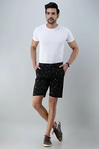 STYLE ACCORD Men Printed Chino Shorts (34, Black)-thumb1