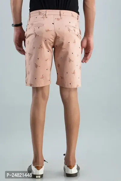 STYLE ACCORD Men Printed Chino Shorts (36, Peach)-thumb3