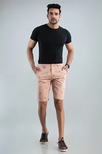 STYLE ACCORD Men Printed Chino Shorts (36, Peach)-thumb3