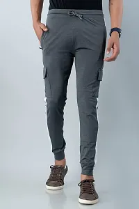 STYLE ACCORD Men 4 Pocket Lycra TRAK Pants Jogger (42, Dark Grey)-thumb2