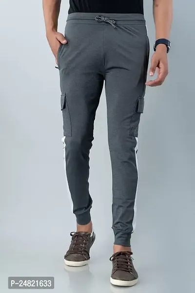 STYLE ACCORD Men 4 Pocket Lycra TRAK Pants Jogger (42, Dark Grey)-thumb3