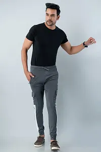 STYLE ACCORD Men 4 Pocket Lycra TRAK Pants Jogger (42, Dark Grey)-thumb1