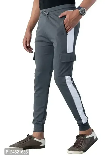 STYLE ACCORD Men 4 Pocket Lycra TRAK Pants Jogger (42, Dark Grey)-thumb0