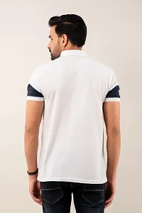 STYLE ACCORD Men Polo Neck Striped Tshirt (8XL, White)-thumb1