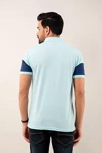 STYLE ACCORD Men Polo Neck Striped Tshirt (9XL, Sky Blue)-thumb3