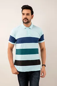 STYLE ACCORD Men Polo Neck Striped Tshirt (9XL, Sky Blue)-thumb4