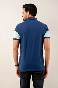 STYLE ACCORD Men Polo Neck Striped Tshirt (6XL, Denim Blue)-thumb2