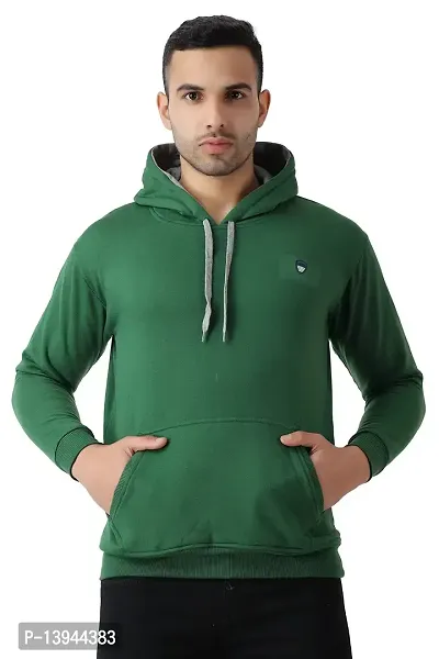 MALENO Men Plain Hooded Green Sweat Shirt