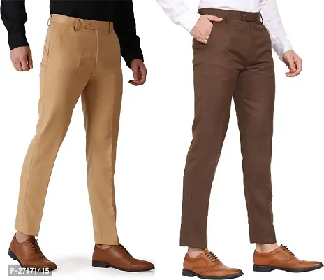 Fabulous Polycotton Solid Casual Trousers For Men- Pack Of 2-thumb2