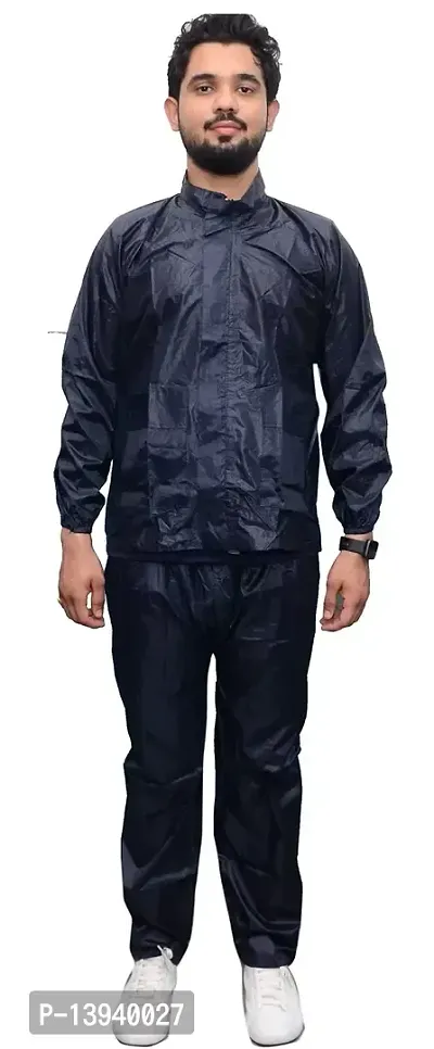 MALENO Water Proof Rain Coat(Suit) for Men with Storage Bag, High Collars and Adjustable Hood