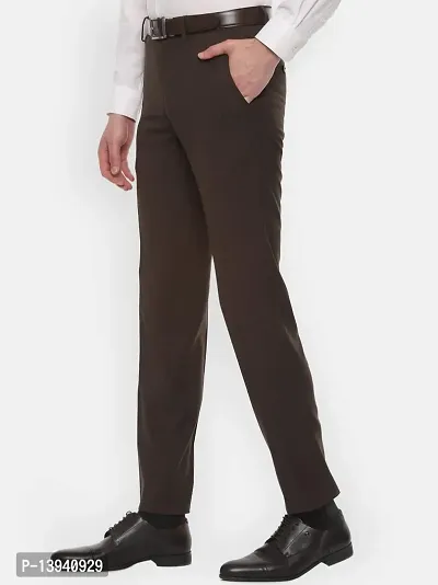 MALENO Stylish Slim Fit Men Solid Brown Trouser-thumb3