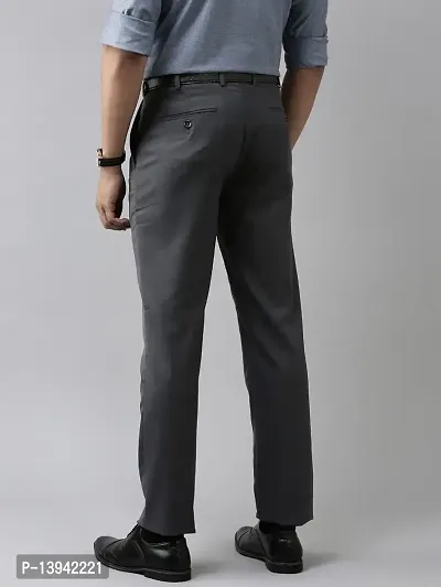 MALENO Men's Slim Fit Grey Trouser-thumb2