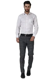 MALENO Men's Stretchable Checkered Black Regular Fit Formal Trouser-thumb4