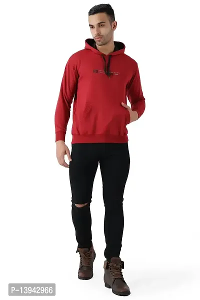 MALENO Men Hooded Red Sweat Shirt-thumb2