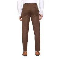 Brown Cotton Blend Casual Trousers For Men-thumb3