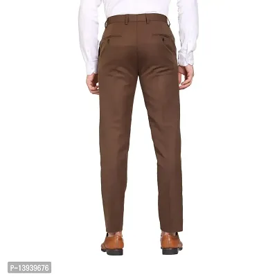 Brown Cotton Blend Casual Trousers For Men-thumb4