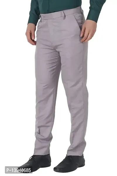 MALENO Slim Fit Men Cotton Blend Light Grey Trouser-thumb5