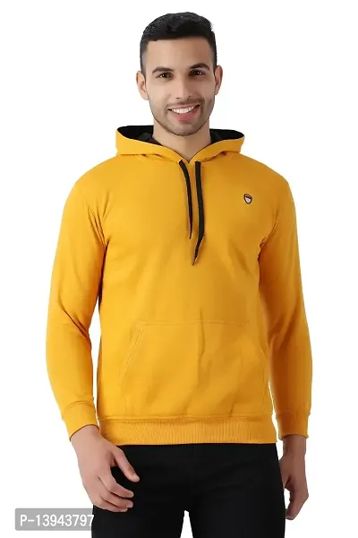 MALENO Men Plain Hooded Yellow Sweat Shirt-thumb0