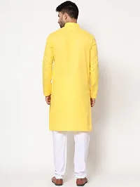 MALENO Men Cotton Lemon Yellow Kurta Pyjama Set-thumb1