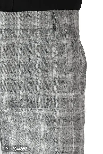 MALENO Men's Polycotton Slim Fit Checkered Trouser (ML601_Checkered)-thumb2