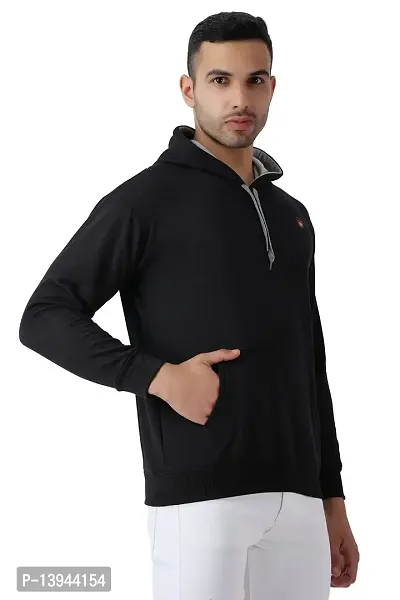 MALENO Men Hooded Kangaroo Pocket Black Sweat Shirt