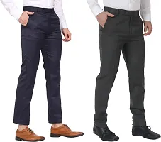 Elegant Polyester Cotton Blend Solid Formal Trousers For Men- Pack Of 2-thumb1