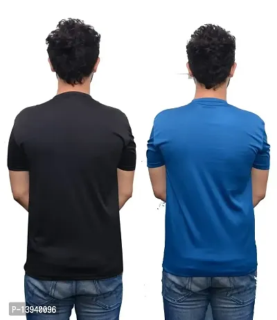 Maleno Men's Round Neck Lycra T-Shirt Combo (Pack of 2)-thumb2