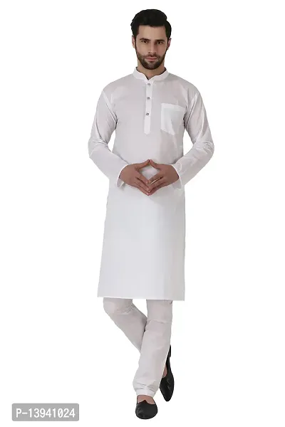 MALENO Men White Cotton Kurta Pyjama Set-thumb5