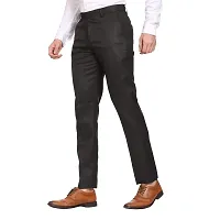 Black Cotton Blend Casual Trousers For Men-thumb3