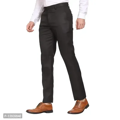 Black Cotton Blend Casual Trousers For Men-thumb4