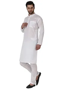 MALENO Men White Cotton Kurta Pyjama Set-thumb2