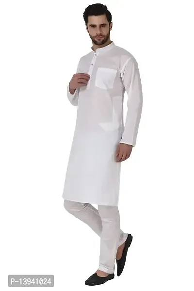 MALENO Men White Cotton Kurta Pyjama Set-thumb3