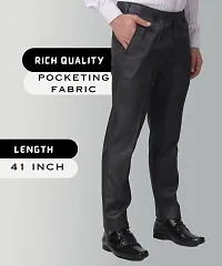 Stylish Black Cotton Blend Regular Fit Formal Trousers For Men-thumb3