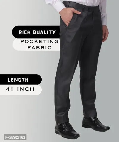 Stylish Black Cotton Blend Regular Fit Formal Trousers For Men-thumb4
