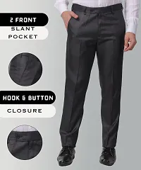 Stylish Black Cotton Blend Regular Fit Formal Trousers For Men-thumb2