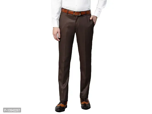 MALENO Men's Slim Fit Brown Trouser
