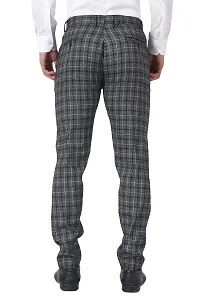 MALENO Men's Stretchable Checkered Black Regular Fit Formal Trouser-thumb1