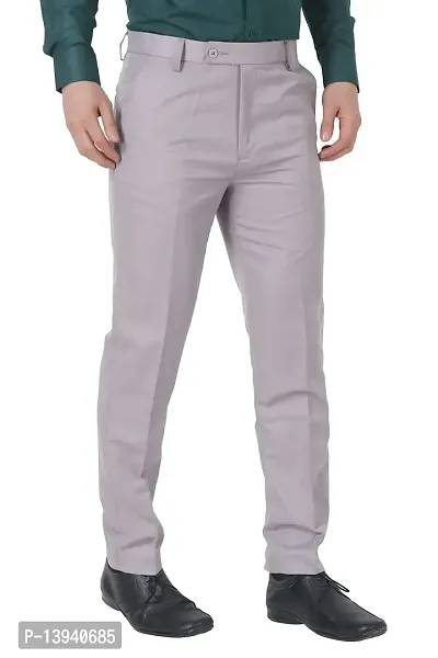 MALENO Slim Fit Men Cotton Blend Light Grey Trouser-thumb2