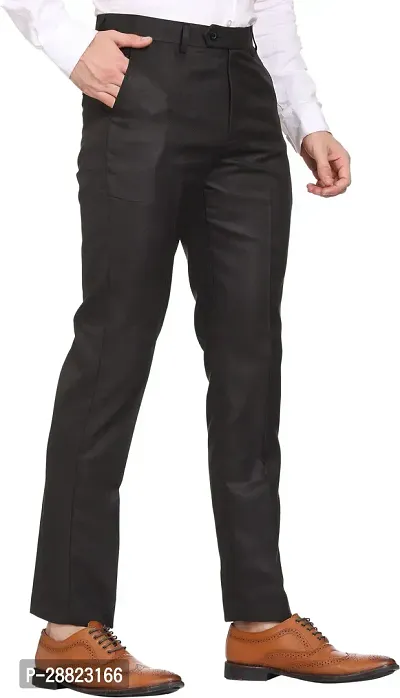 Stylish Black Cotton Blend Solid Formal Trouser For Men-thumb5