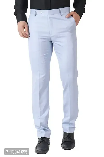 White Cotton Casual Trousers For Men