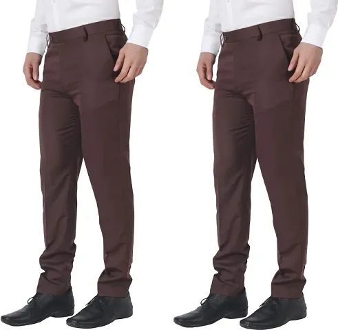 SREY Coffee Color Slim Fit Office wear Combo Formal Trouser for Men Cotton