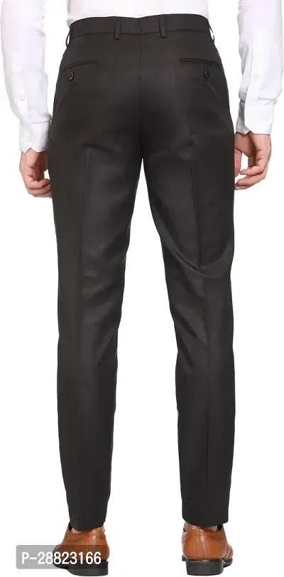 Stylish Black Cotton Blend Solid Formal Trouser For Men-thumb2