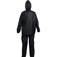 MALENO Rain Coat(Suit) for Adults with Storage Bag, High Collars and Adjustable Hood Black-thumb1