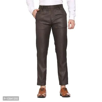 MALENO Slim Fit PV Textured 4 Pocket Formal Trouser for Men-thumb0
