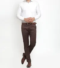 MALENO Elegant Slim Fit Men Solid Brown Trouser-thumb1